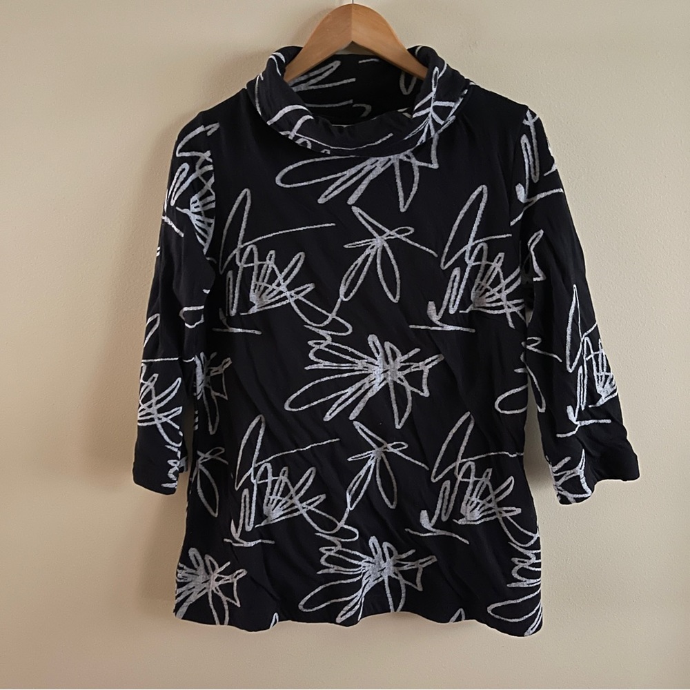 KOMIL CLOTHING Cowl Scribble Top Black/White NWT Sz Small - Picture 3 of 7